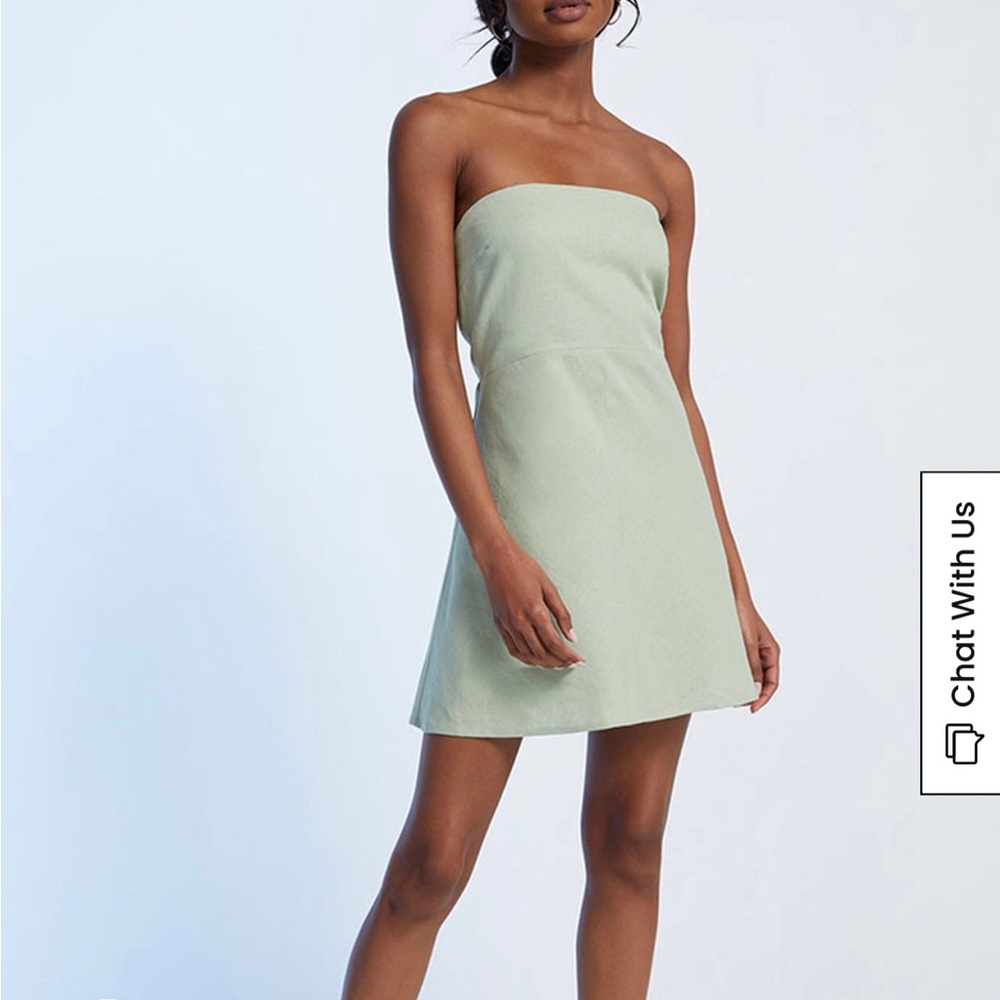 PacSun Mint Green Linen Strapless Mini Dress